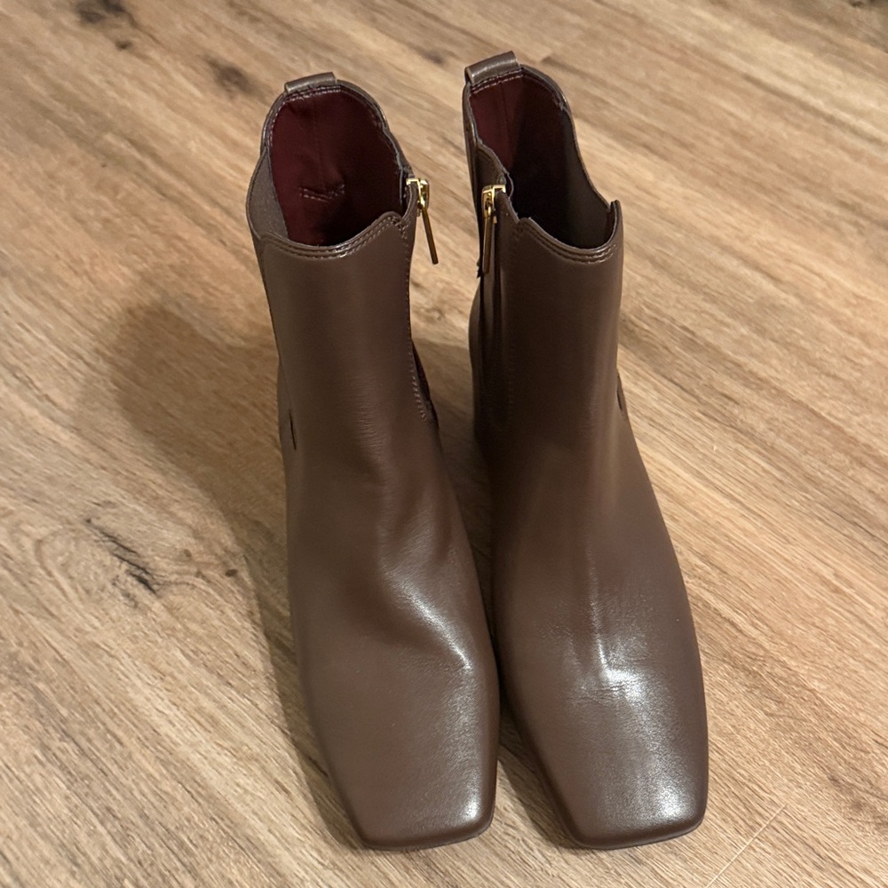 Franco Sarto Brown Leather Ankle Booties